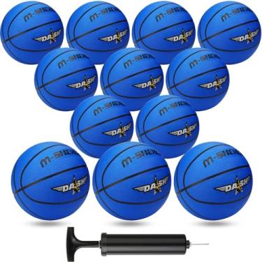 Imagem de Jerify 12 bolas de basquete tamanho grande 7/6 bolas de basquete de borracha 79,5/28,5 polegadas basquete ao ar livre interno masculino feminino bola de cesta oficial com conjunto de bomba para jogos de basquete jogo de treinamento (azul, tamanho 7)