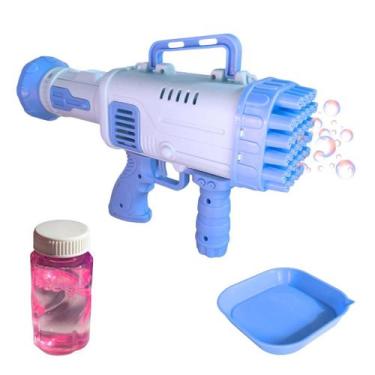 Imagem de Bazuca de Bolhas com 32 Furos, Frasco de 50ml e Recipiente  Brinquedo 