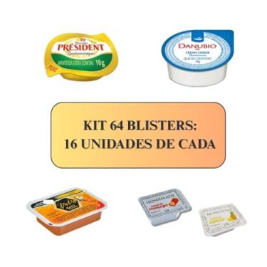 Imagem de Kit 64 Blister Sache Manteiga President Geleia Homemade Cream Cheese Danubio Mel