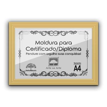 Imagem de 1 Certificado/Diploma A4 Com Tela De Acetato E Mdf Titulo Moldura Marfim
