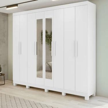 Imagem de Guarda Roupa 08 Pts Andara Soft 2024 - C/ Espelho E C/Pes Pvc Branco - La  2.36