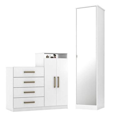 Imagem de Cômoda Sapateira áurea E Armário Multiuso Reflex 2 Branco – Demóbile