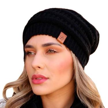 Imagem de Touca feminina masculina gorro lã grossa tricot frio inverno - Fonte, 