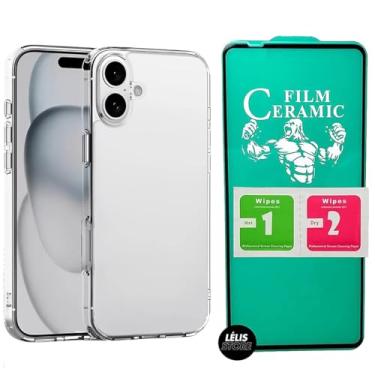 Imagem de Capa Capinha Case Compatível iPhone 16 Cristal Transparente Space + Pelicula 9D Cerâmica, Não Amarela, Slim Rígida