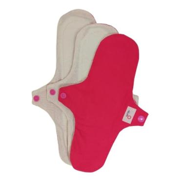 Imagem de KIT 3 ABSORVENTES ECOLÓGICOS REUTILIZÁVEIS DE PANO 100% ALGODÃO GRANDES