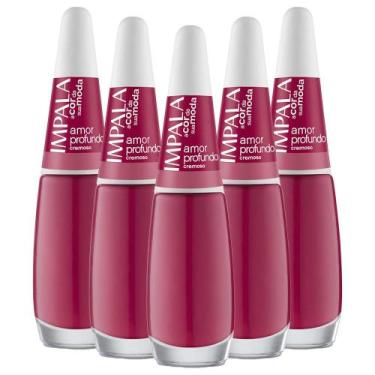 Imagem de Kit 5 Esmaltes Coleção A Cor da Sua Moda Cor Amor Profundo Impala