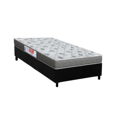 Imagem de Cama Box Solteiro: Colchão Espuma D45 Orthoflex Comfortpedic + Base Crc Suede Black (78x188)