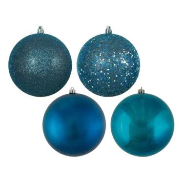Imagem de Vickerman Ornamento de bola azul marinho de 7 cm, 4 acabamentos, sortido, 20 por caixa