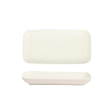 Imagem de Prato retangular fosco de cerâmica doméstica ocidental simples cor sólida louça de cerâmica - branco fosco