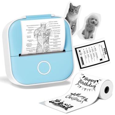 Imagem de Ponek Mini impressora de adesivos – T02 Mini impressora de adesivos, máquina de bolso de cápsula de impressão com 1 rolo de papel, máquina de notas adesivas portátil com tinta térmica para diário
