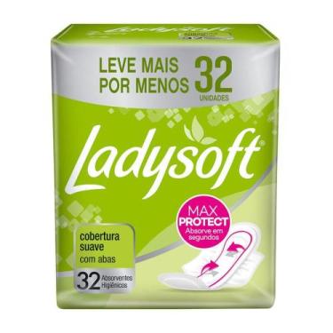 Imagem de Absorvente Ladysoft Cobertura Suave com Abas 32 Unidades Leve Mais por