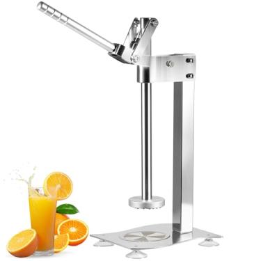 Imagem de Espremedor manual de limão e laranja, espremedor de limão de aço inoxidável 304 resistente, triturador de maçã com alça que economiza mão de obra e ventosas para frutas e nozes