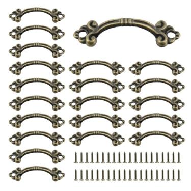 Imagem de Mini puxadores de liga de zinco Tulead Puxadores vintage puxador de maçaneta gaveta alça de mão armário puxador de porta 5 cm x 1/2" 20 peças com parafusos de montagem