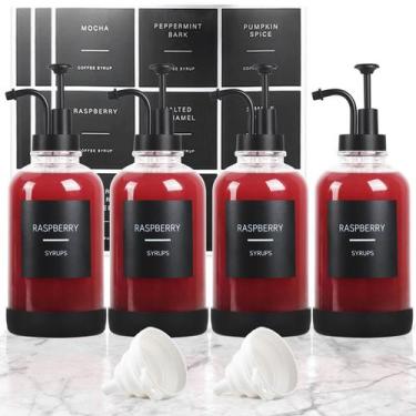 Imagem de Conjunto dispensador de xarope GYOSUGANG Coffee Bar 500mL de vidro x4