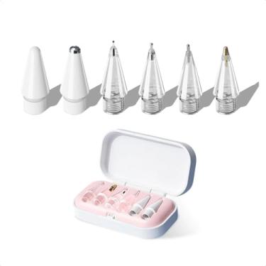 Imagem de Kit 6x Pontas Com Estojo Compatível Com Apple Pencil Pen 1ª 2ª Geração (Rosa)