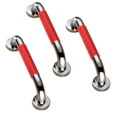 Imagem de Barra De Apoio 40cm Inox Antiderrapante Kit 3 uni Acessibilidade Idoso