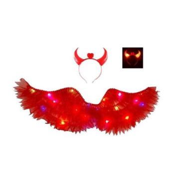 Imagem de Fantasia diabinha adulto asa e tiara halloween festas - MC PRESENTES