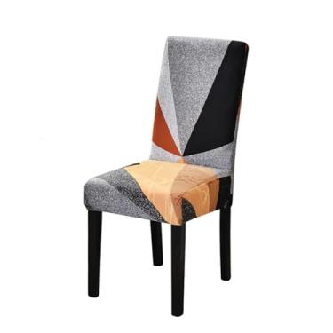 Imagem de Capa para cadeira estampada, lavável, grande, elástica, para cozinha, assentos elásticos, para sala de jantar, casamento (6 peças/W1-Y058)