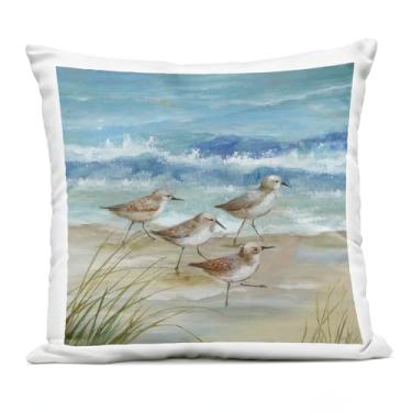 Imagem de Stupell Industries Travesseiro Sandpiper Gathering View Outdoor impresso, 45 x 18 x 46, azul