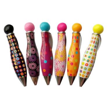 Imagem de Pacote com 6 canetas super grandes com clipe de boa aderência mini caneta esferográfica fofa tinta azul ponta de 0,5 mm novidade caneta presente para crianças artrite