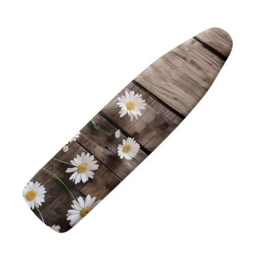 Imagem de Guevoxuh Margarida flor de madeira marrom capa de tábua de passar roupa de mesa macia decoração de casa capa de pó de ferro resistente a manchas e antiaderente queimar tamanho padrão 38 x 137 cm