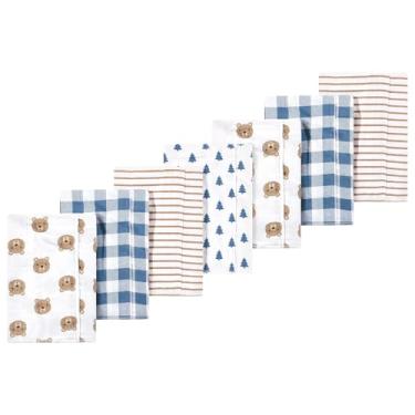 Imagem de Luvable Friends Hudson Baby, flanela para arrotar panos, pacote com 7, Blue Bears, 14x20 inches