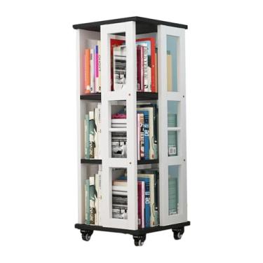 Imagem de LAEROGIT Estante giratória de 3/4 camadas, suporte de armazenamento móvel de 360° com rodas para escritório, casa e sala de estar