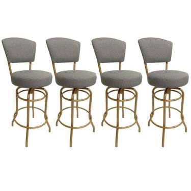 Imagem de Banqueta Bar Altura 65cm Giratória com Encosto cor Dourado fosco Assen