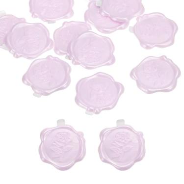 Imagem de PATIKIL Adesivos de lacre de cera, 12 peças de adesivos rosa autoadesivos em relevo para envelope carta de convite de casamento cartão de convite de aniversário embrulho de presente, rosa
