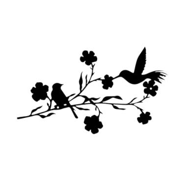 Imagem de Generic Arte de parede de pássaro de metal, decoração de parede, artesanato, placa pendurada exclusiva, decoração para casa, sala de jantar, porta, cerca, 1 Peça 2 Pássaros