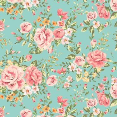 Imagem de Papel de Parede Adesivo Floral Verde e Rosa - 002 - Multimpressão