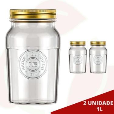 Imagem de 2 Pote Americano Mantimento Café Vidro Vintage 1L Nadir - NADIR FIGUER