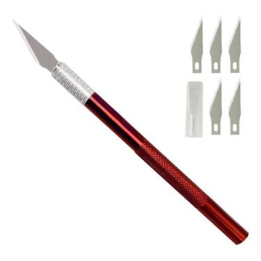 Imagem de Estilete de precisão tipo bisturi com 5 lâminas reposição para artesan