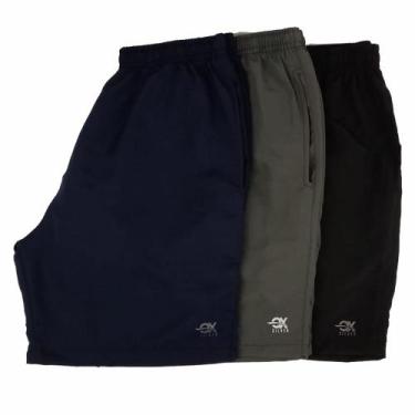 Imagem de Kit com 3 Shorts Bermudas Ox Silver Tactel Masculino, M, Preto, Cinza,