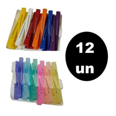 Imagem de Kit 12 Presilhas Para Cabelos Clip Bico De Pato Cor Sortida - Lynx Pro