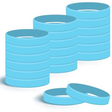 Imagem de Lesnala 24 pulseiras de silicone em branco de cor azul, pulseiras de borracha de cor sólida, pulseiras elásticas para eventos, homens, mulheres, adolescentes, jogos, equipes, lembrancinhas de festa