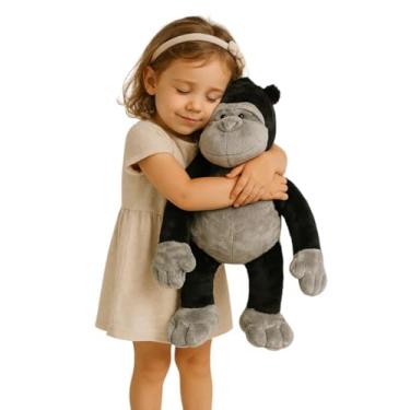 Imagem de Gorila Macaco Kekeu de Pelucia Macio Fofo Preto e Cinza Kong Animal Safari Floresta Decoracao Quarto Festa 36cm - Pelucias HAS Brasil