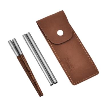 Imagem de AFXGUSD Conjunto Compacto E Portátil de Hashis de Madeira com Compartimento Separado. Inclui Bolsa de Armazenamento. Leves E Fáceis de Transportar, Estes Hash, Marrom E Prateado