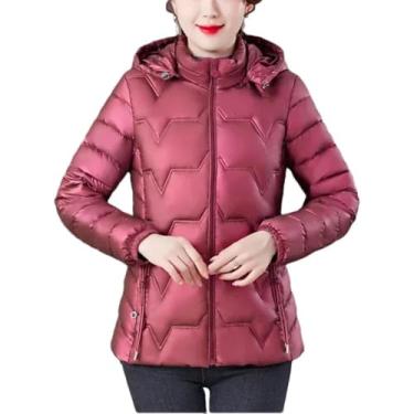 Imagem de Casaco Frio Feminino De Inverno Jaquetas Parkas Térmicas Quentes, Red, XXL