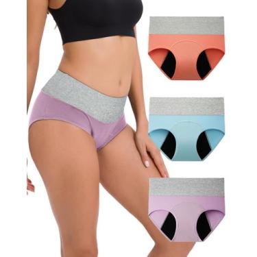 Imagem de Roupa íntima de época INNERSY de algodão de cintura alta, pacote com 3