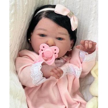 Imagem de Bebê Reborn Larissa Realista Mama e Faz XIXI Corpo Inteiro Silicone To