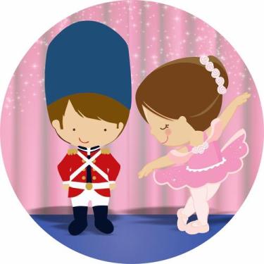 Imagem de Painel de Lona Redondo Bailarina e Soldadinho de Chumbo Quebra Nozes -