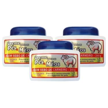 Imagem de Creme Para os Pés & Mãos com Sebo de Carneiro, 240g, Kit com 3 Unidades
