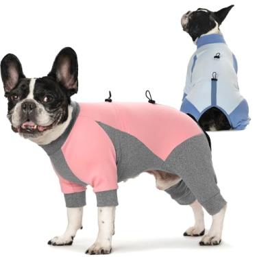 Imagem de 2 Pçs Casaco de Inverno para Cachorro Macio de Lã Macia, Color-Block Casaco de Cachorro Macacão de Neve Pulôver Pijama, Casacos para Cachorros em Tempo Frio com Cordões, Roupas Quentes para Cachorros