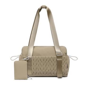 Imagem de Pequena bolsa de ginástica feminina acolchoada com compartimento molhado e bolsa de moedas, linda bolsa de viagem para meninas, treino, esportes, viagens, Caqui