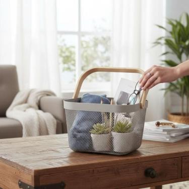 Imagem de Fruteira de Mesa Organizador de Frutas Cesto Metal Aramado Multiuso co