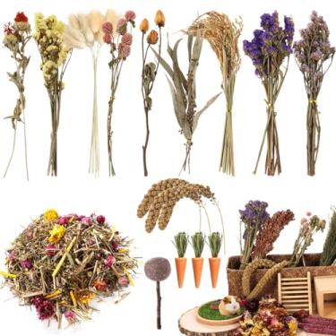 Imagem de Homaisson Sprays naturais de ervas para hamster, decoração de gaiola de hamster, flores secas de sementes de grãos, hamster, grãos comestíveis, habitat para gerbos anões sírios, porquinhos-da-índia