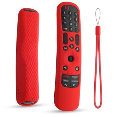 Imagem de DUOLAXMENG Capa de silicone para LG MR21GA MR22GN MR23GA MR24GA MR24GA capa protetora antiderrapante com cordão (vermelho)