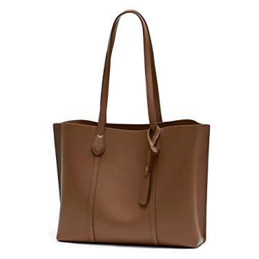 Imagem de PORRASSO Bolsa Feminina Grande De Ombro, Fashion Couro Sintético Com Alça Superior Para Trabalho, Viagem, Compras, Marrom