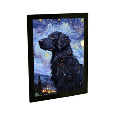 Imagem de Quadro Decorativo Cachorro Cão Na Noite Estrelada De Van Gogh Decoração Poster Quarto Sala